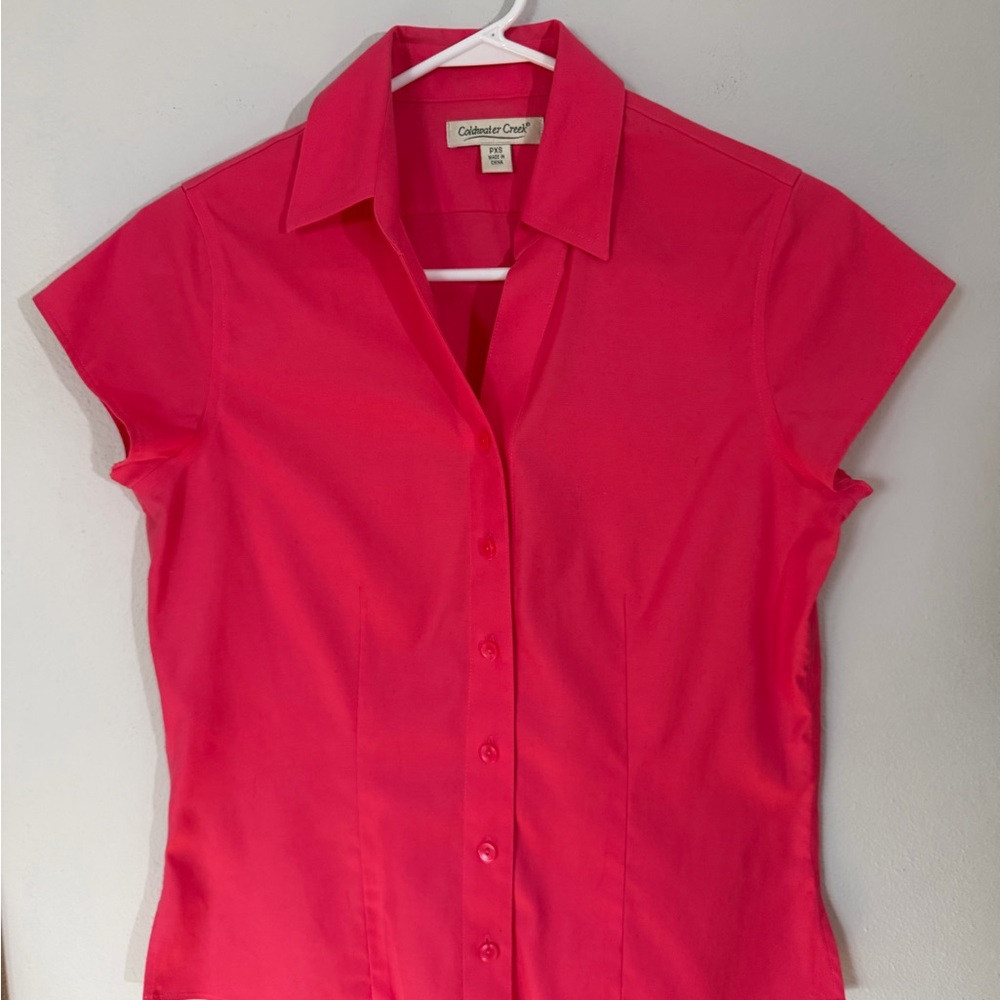 Coldwater Creek Women's Bright Pink Button-Down Blouse